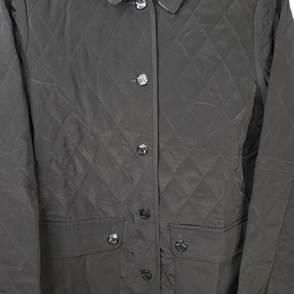 Susan Graver Black Lightweight Quilt Stitch Button Up Water Resistant Coat Sz M. - Picture 3 of 12